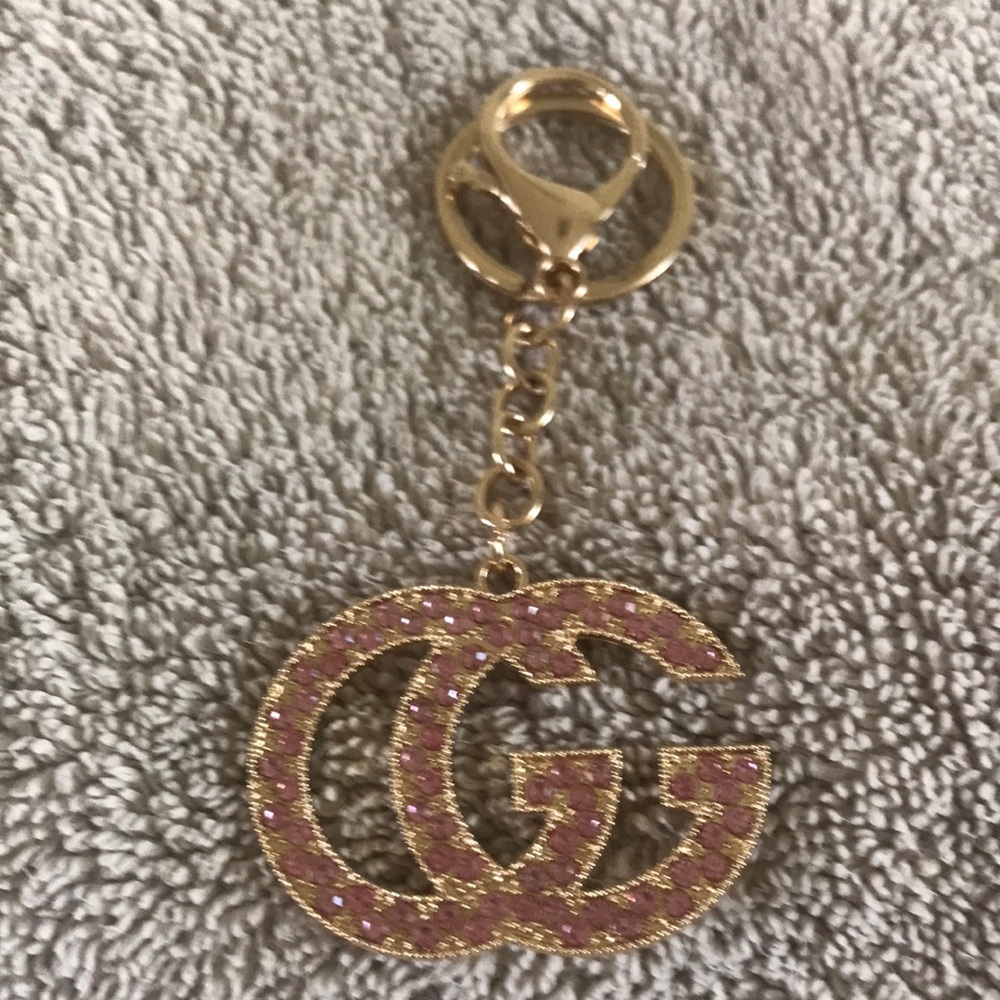 Gold and Pink GG Keychain